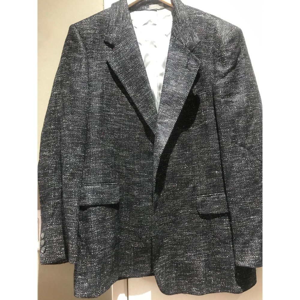 Mario ZIGNONE Blazer ITALY Black Gray Tweed Sport Coat Suit Jacket Mens R42